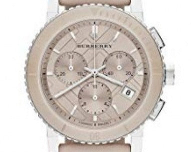 Buy Shop Burberry The City Chronograph Rose Gold Dial Beige Leather Strap Watch For Women - BU9702 USA Online