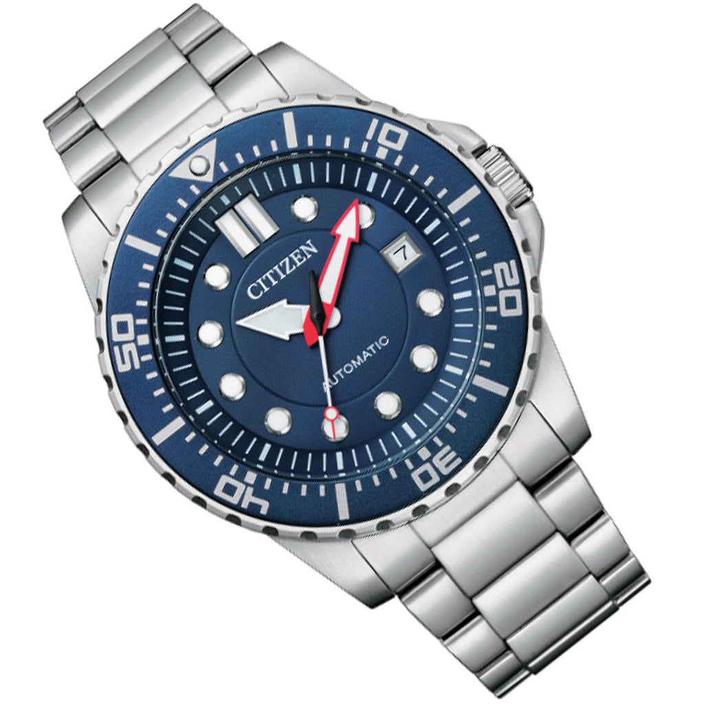 Buy Shop Citizen Promaster Mechanical Blue Dial Silver Steel Strap Watch For Men - NJ0121-89L USA Online