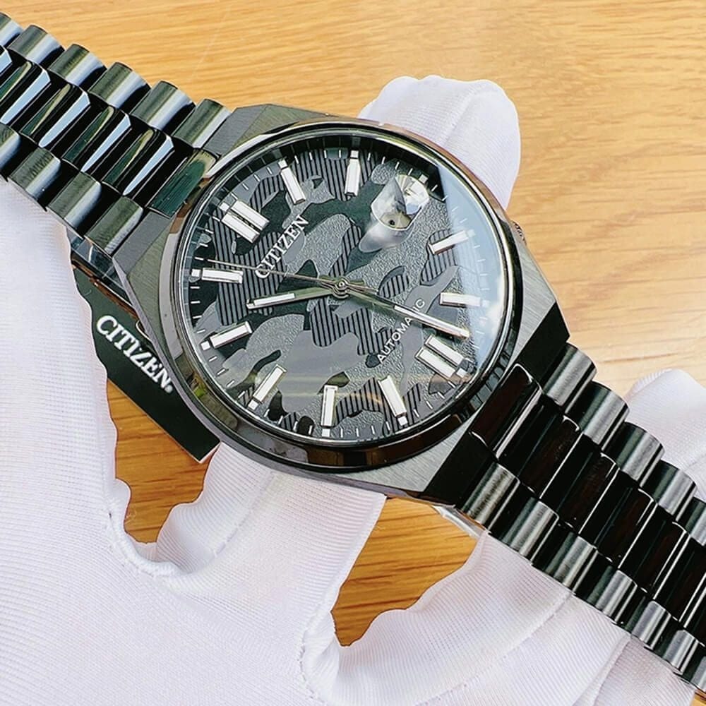 Buy Shop Citizen Tsuyosa Automatic Camouflage Black Dial Black Steel Strap Watch For Men - NJ0155-87E USA Online