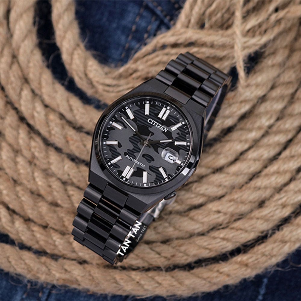 Buy Shop Citizen Tsuyosa Automatic Camouflage Black Dial Black Steel Strap Watch For Men - NJ0155-87E USA Online