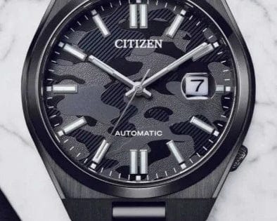 Citizen Tsuyosa Automatic Camouflage Black Dial Black Steel Strap Watch For Men - NJ0155-87E