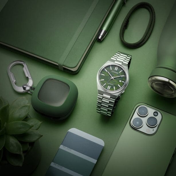 Buy Shop Citizen Tsuyosa Automatic Camouflage Green Dial Silver Steel Strap Watch For Men - NJ0159-86X USA Online