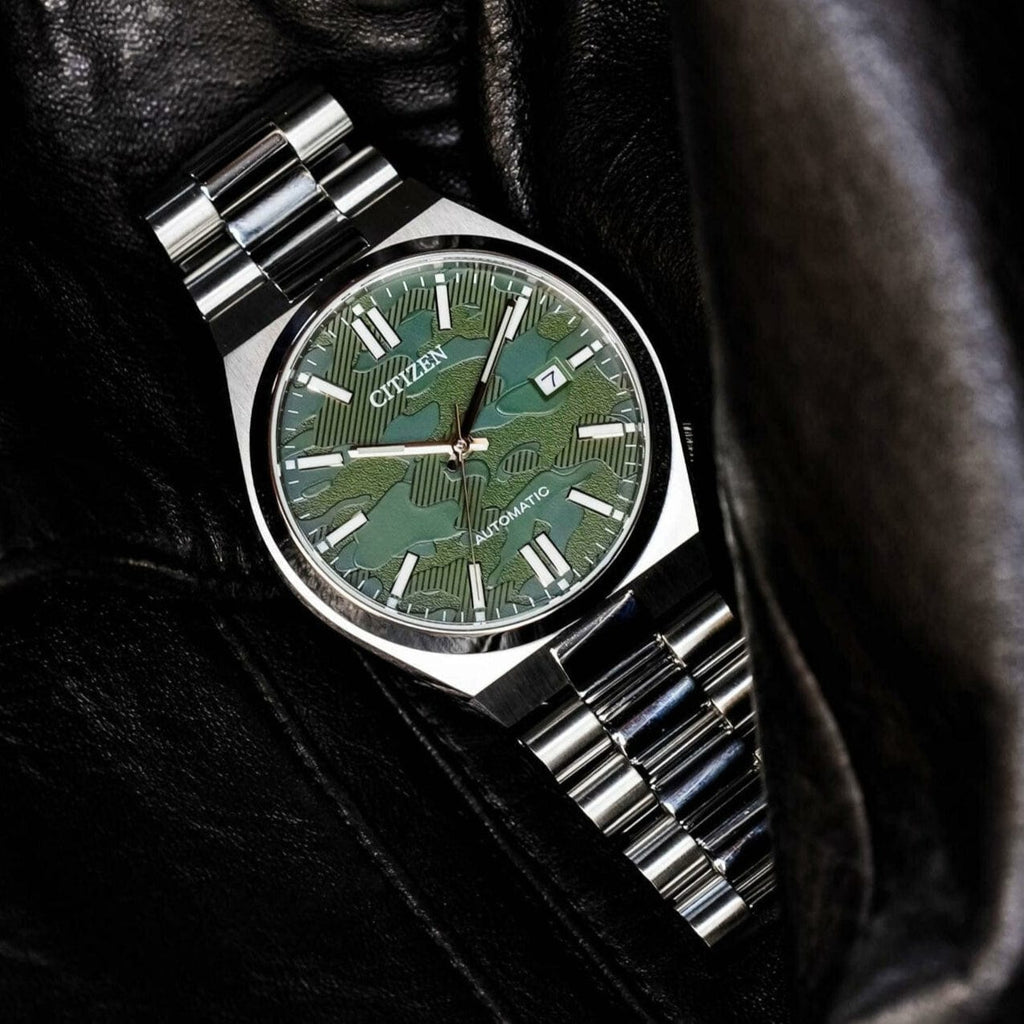 Buy Shop Citizen Tsuyosa Automatic Camouflage Green Dial Silver Steel Strap Watch For Men - NJ0159-86X USA Online