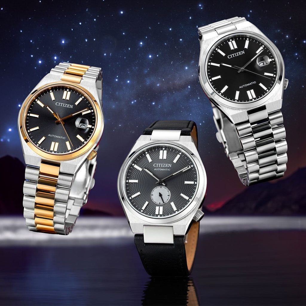 Buy Shop Citizen Tsuyosa Automatic Grey Dial Black Leather Strap Watch for Men - NK5010-01H USA Online