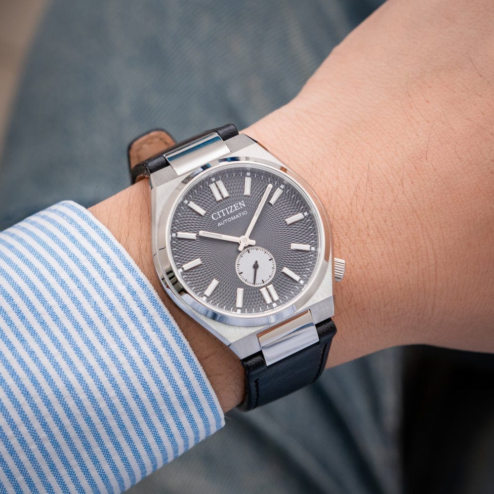Buy Shop Citizen Tsuyosa Automatic Grey Dial Black Leather Strap Watch for Men - NK5010-01H USA Online