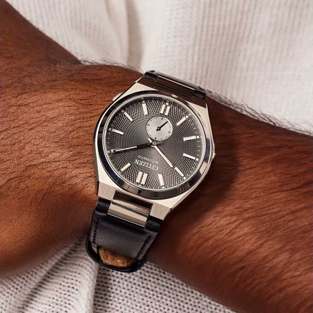 Buy Shop Citizen Tsuyosa Automatic Grey Dial Black Leather Strap Watch for Men - NK5010-01H USA Online