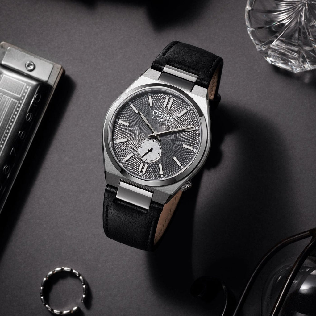 Buy Shop Citizen Tsuyosa Automatic Grey Dial Black Leather Strap Watch for Men - NK5010-01H USA Online