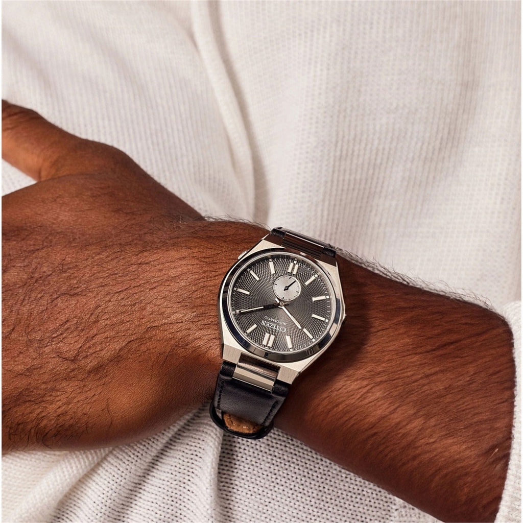 Buy Shop Citizen Tsuyosa Automatic Grey Dial Black Leather Strap Watch for Men - NK5010-01H USA Online