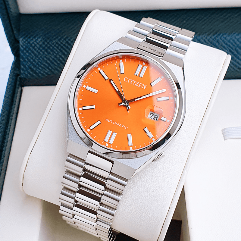 Buy Shop Citizen Tsuyosa Automatic Orange Dial Silver Steel Strap Watch For Men - NJ0151-88Z USA Online