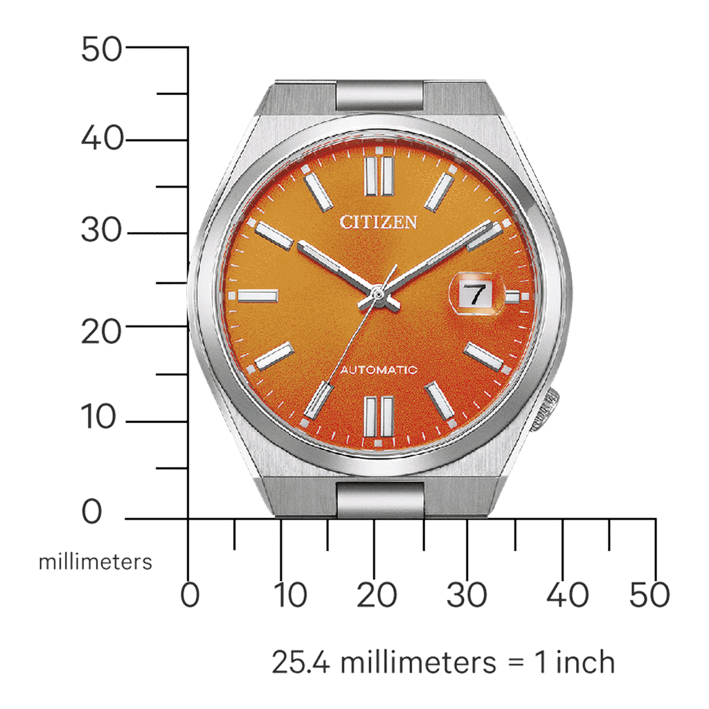 Buy Shop Citizen Tsuyosa Automatic Orange Dial Silver Steel Strap Watch For Men - NJ0151-88Z USA Online