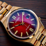 Buy Shop Citizen Tsuyosa Automatic Red Dial Gold Steel Strap Watch For Men - NJ0153-82X USA Online