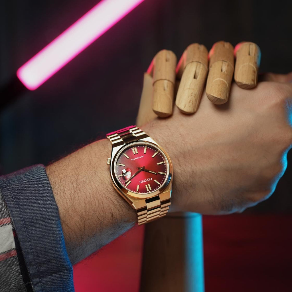 Buy Shop Citizen Tsuyosa Automatic Red Dial Gold Steel Strap Watch For Men - NJ0153-82X USA Online