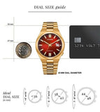 Citizen Tsuyosa Automatic Red Dial Gold Steel Strap Watch For Men - NJ0153-82X