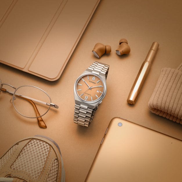 Buy Shop Citizen Tsuyosa Automatic Salmon Orange Dial Silver Steel Strap Watch For Men - NJ0159-86Z USA Online