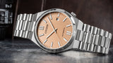 Citizen Tsuyosa Automatic Salmon Orange Dial Silver Steel Strap Watch For Men - NJ0159-86Z
