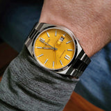 Citizen Tsuyosa Automatic Yellow Dial Silver Steel Strap Watch for Men - NJ0150-81Z