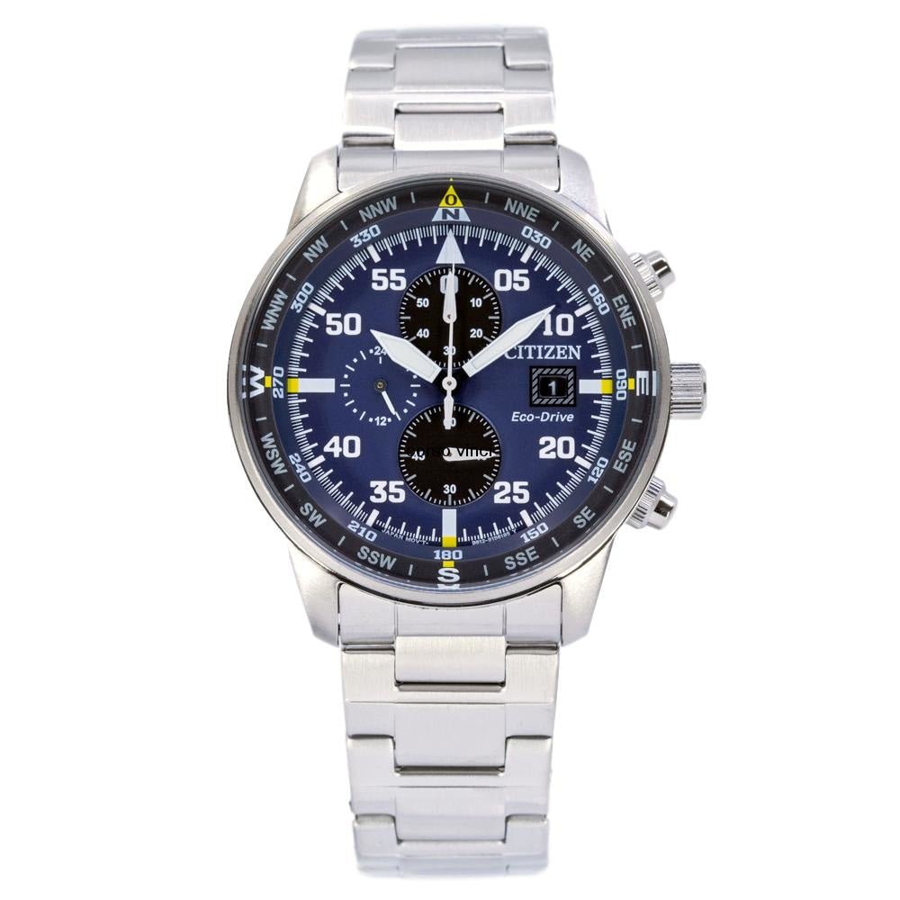 Buy Shop Citizen Eco Drive Chronograph Blue Dial Silver Stainless Steel Watch For Men - CA0690-88L USA Online