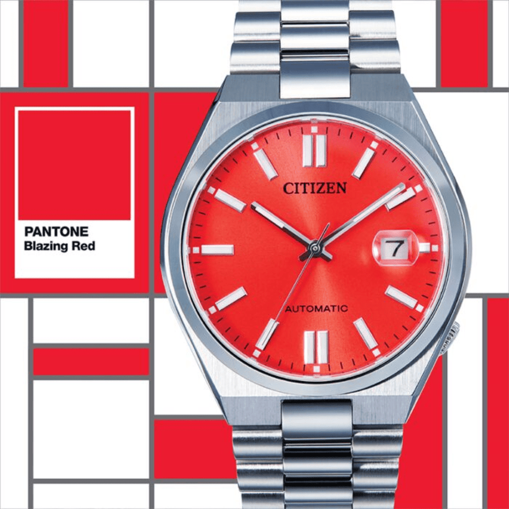 Buy Shop Citizen x Pantone Automatic Blazing Red Dial Silver Steel Strap Watch For Men - NJ0158-89W USA Online