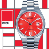 Buy Shop Citizen x Pantone Automatic Blazing Red Dial Silver Steel Strap Watch For Men - NJ0158-89W USA Online