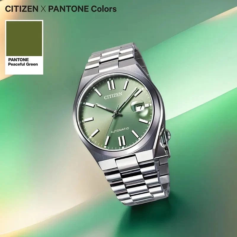 Buy Shop Citizen x Pantone Automatic Peaceful Green Dial Silver Steel Strap Watch For Men - NJ0158-89Z USA Online