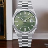 Buy Shop Citizen x Pantone Automatic Peaceful Green Dial Silver Steel Strap Watch For Men - NJ0158-89Z USA Online