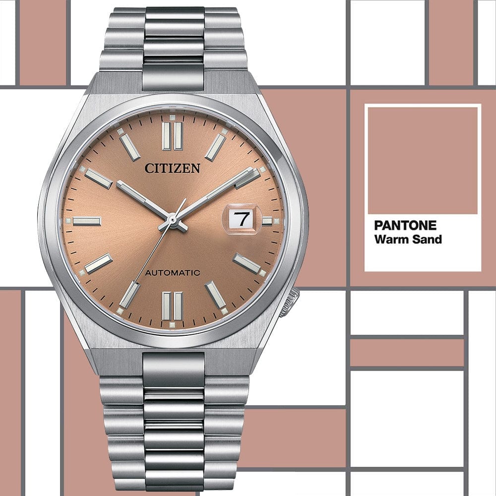 Buy Shop Citizen x Pantone Automatic Warm Sand Dial Silver Steel Strap Watch For Men - NJ0158-89Y USA Online