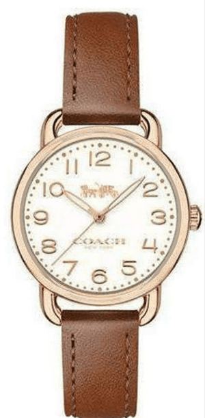 Buy Shop Coach Delancey Cream Dial Brown Leather Strap Watch For Women - 14502751 USA Online