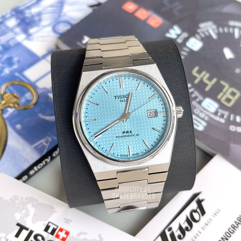 Buy Shop Tissot PRX Powermatic 80 Ice Blue Tiffany Dial Silver Steel Strap Watch for Men - T137.407.11.351.00 USA Online