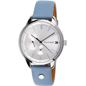 Buy Shop Tommy Hilfiger Brooke Silver Dial Blue Leather Strap Watch for Women - 1782023 USA Online