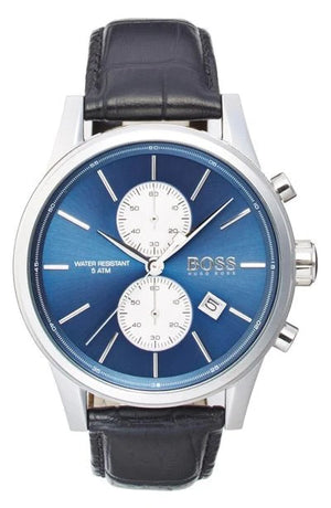 Buy Shop Hugo Boss Jet Blue Dial Black Leather Strap Watch for Men - 1513283 USA Online