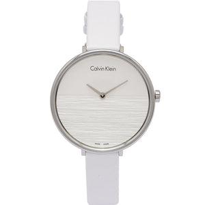 Buy Shop Calvin Klein Rise White Grey Dial White Leather Strap Watch for Women - K7A231L6 USA Online