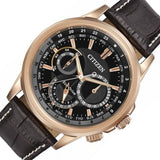 Buy Shop Citizen Eco Drive Calendrier Black Dial Brown Leather StrapWatch For Men - BU2023-12E USA Online