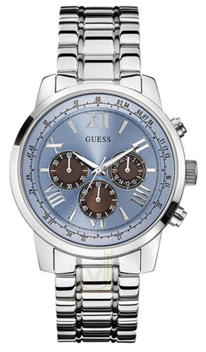 Buy Shop Guess Horizon Chronograph Quartz Blue Dial Silver Steel Strap Watch for Men - W0379G6 USA Online