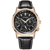 Buy Shop Citizen Eco Drive Calendrier Black Dial Brown Leather StrapWatch For Men - BU2023-12E USA Online