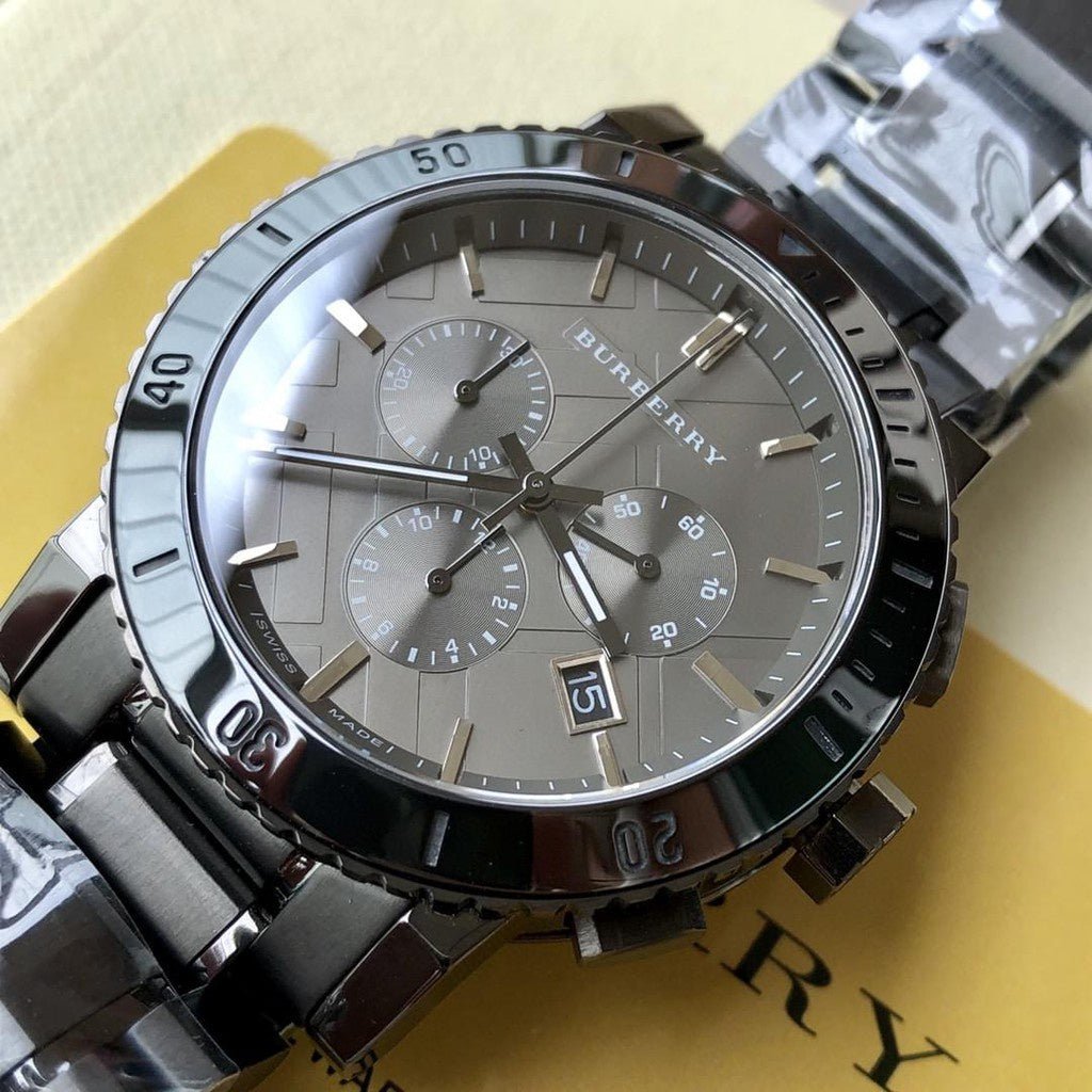Buy Shop Burberry The City Grey Dial Gunmetal Grey Steel Strap Watch for Men - BU9381 USA Online