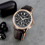 Buy Shop Citizen Eco Drive Calendrier Black Dial Brown Leather StrapWatch For Men - BU2023-12E USA Online