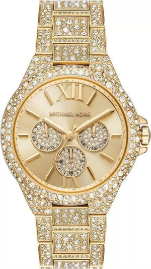 Buy Shop Michael Kors Camille Pavé Crystals Gold Dial Gold Steel Strap Watch for Women - MK6958 USA Online
