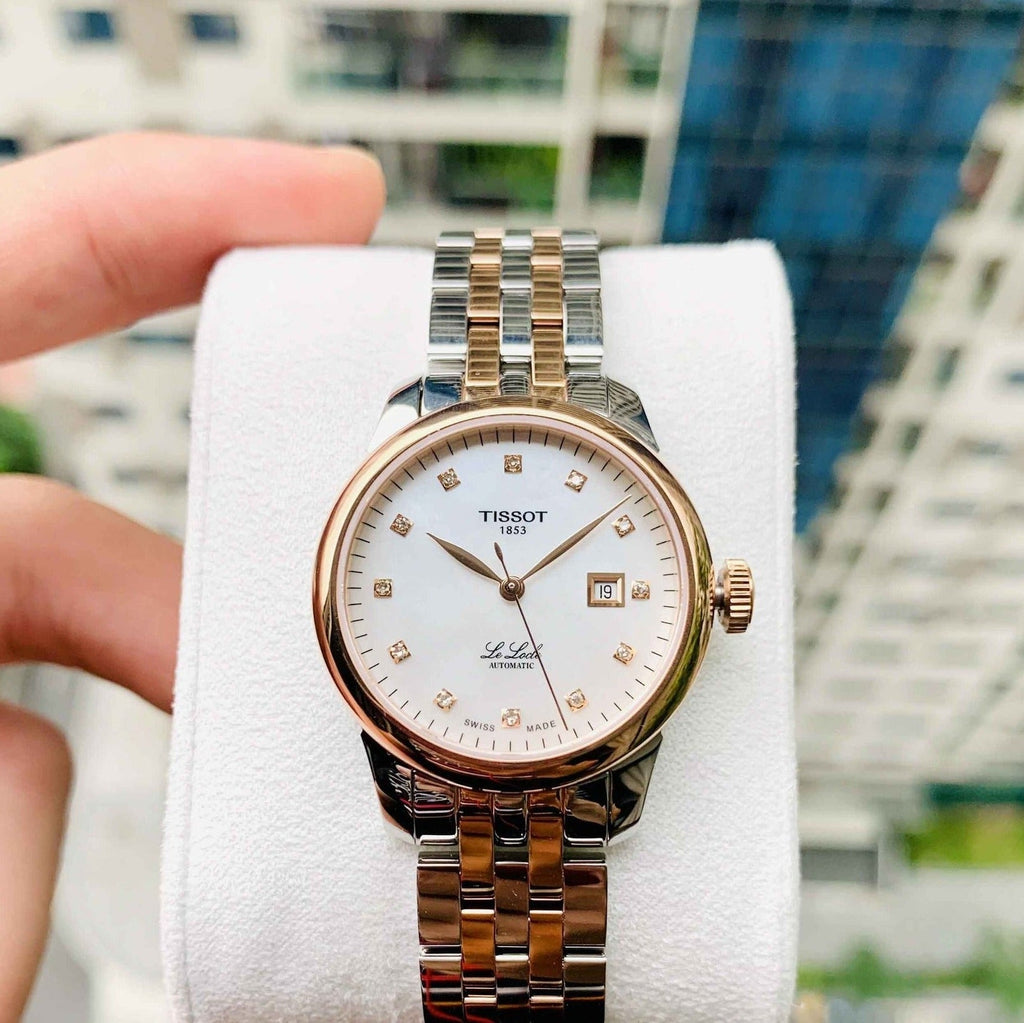 Buy Shop Tissot Le Locle Automatic Lady Mother of Pearl Dial Two Tone Steel Strap Watch For Women - T006.207.22.116.00 USA Online