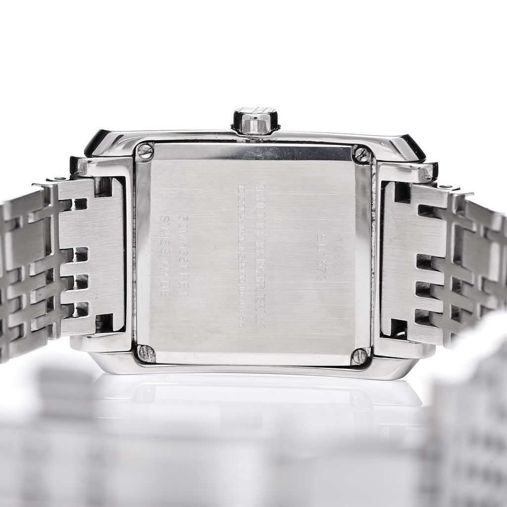 Buy Shop Burberry Nova Check Square White Dial Silver Steel Strap Watch for Women - BU1572 USA Online