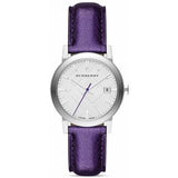 Buy Shop Burberry The City Silver Dial Purple Leather Strap Watch for Women - BU9122 USA Online