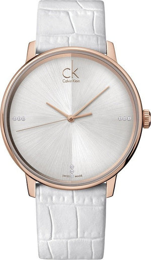 Buy Shop Calvin Klein Accent White Dial White Leather Strap Watch for Men - K2Y2X6KW USA Online