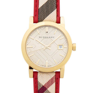 Buy Shop Burberry The City Champagne Dial Leather Strap Watch for Women - BU9139 USA Online