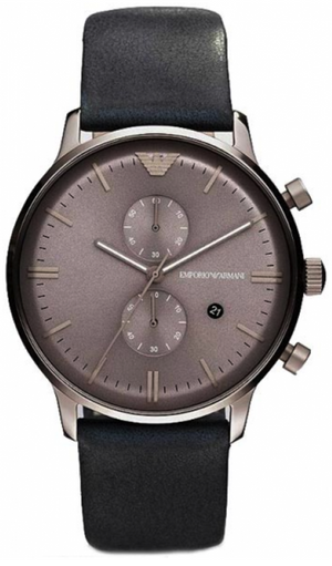 Buy Shop Emporio Armani Classic Grey Dial Grey Leather Strap Watch For Men - AR0388 USA Online
