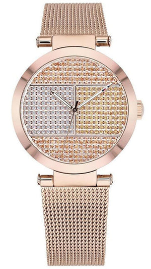 Buy Shop Tommy Hilfiger Lynn Crystals Rose Gold Dial Rose Gold Mesh Strap Watch For Women - 1781868 USA Online
