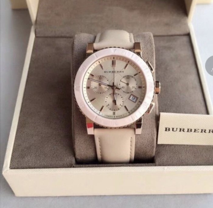 Buy Shop Burberry City Chronograph White Dial White Leather Strap Watch For Women - BU9701 USA Online