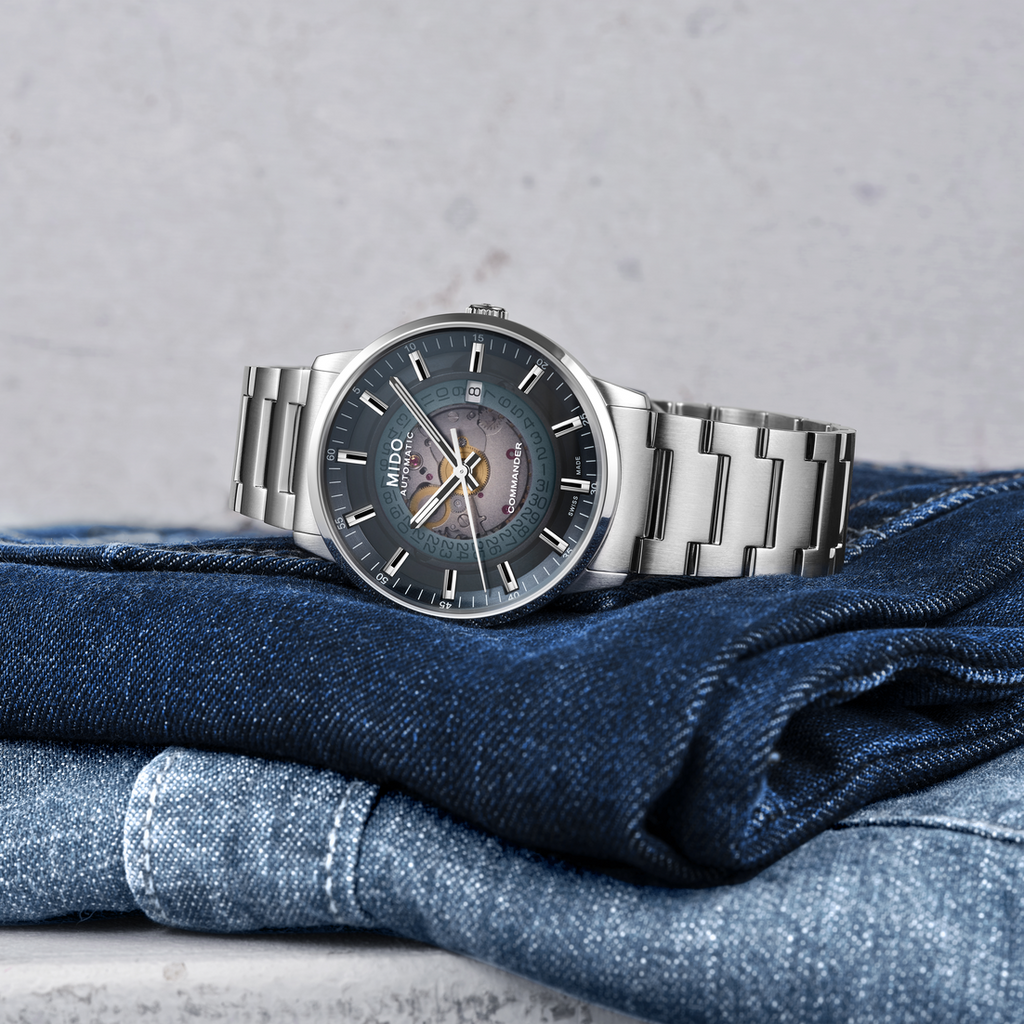 Buy Shop Mido Commander Automatic Gradient Black Dial Silver Steel Strap Watch For Men - M021.407.11.411.00 USA Online