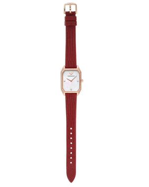 Buy Shop Emporio Armani Gianni T Bar Two-Hand Mother of Pearl Dial Red Leather Strap Watch For Women - AR11467 USA Online