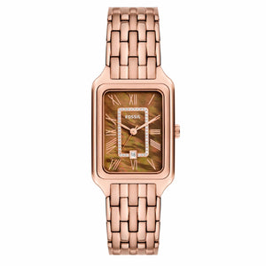 Buy Shop Fossil Raquel Three Hand Date Brown Dial Rose Gold Steel Strap Watch For Women - ES5323 USA Online