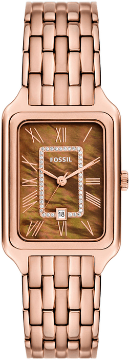 Buy Shop Fossil Raquel Three Hand Date Brown Dial Rose Gold Steel Strap Watch For Women - ES5323 USA Online