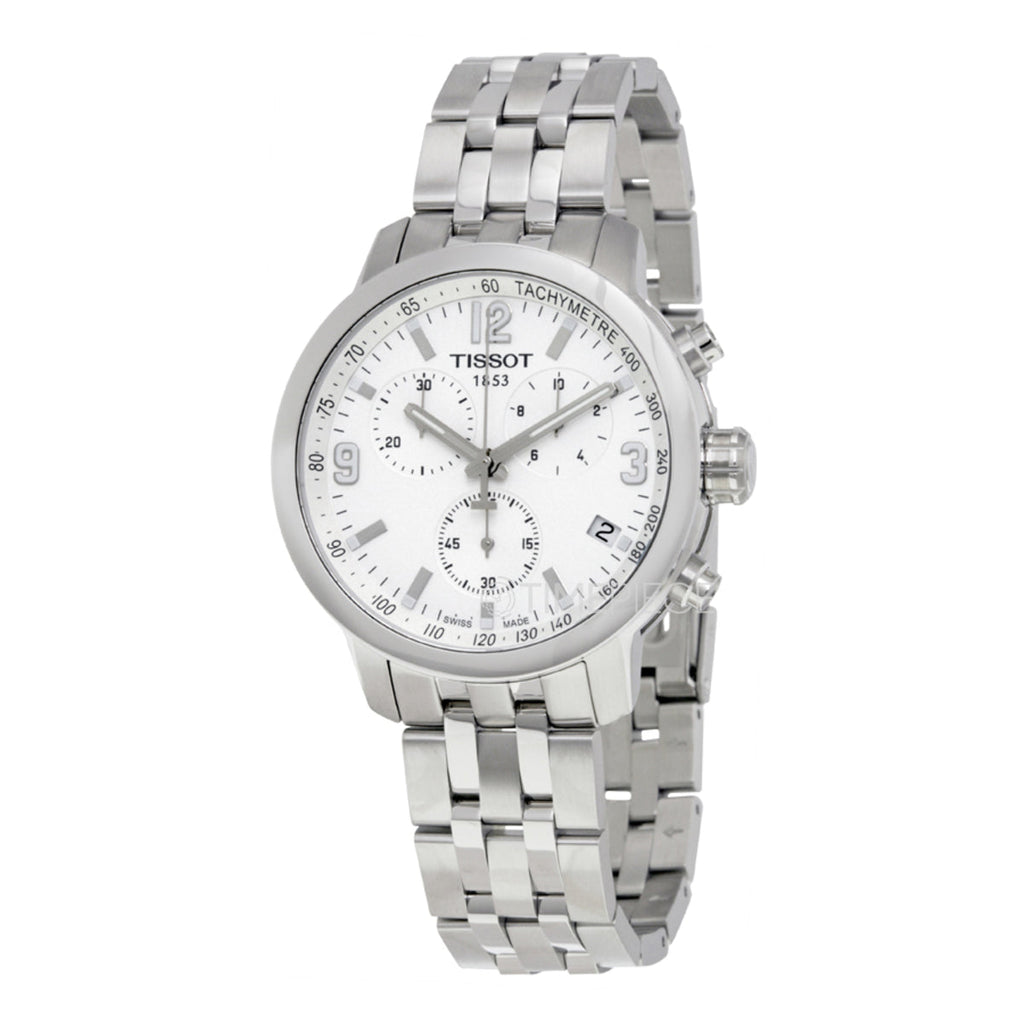 Buy Shop Tissot PRC 200 Chronograph White Dial Silver Steel Strap Watch For Men - T055.417.11.017.00 USA Online